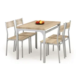 Garnero Arredamenti Set Tavolo Con Sedie|Tavoli Da Pranzo-Set tavolo 110x75cm + 4 sedie da giardino acciaio Oasi Rovere sonoma