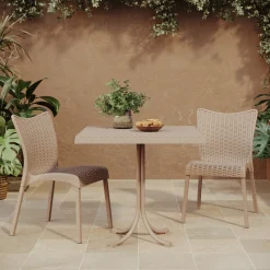 Garnero Arredamenti Set Tavolo E Sedie Da Giardino-Set tavolo 80x80cm + 2 sedie da giardino polipropilene Blossom Tortora