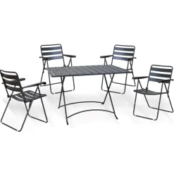 Garnero Arredamenti Salotto Da Giardino-Set tavolo 120x80cm + 4 sedie pieghevoli da giardino antracite Beta