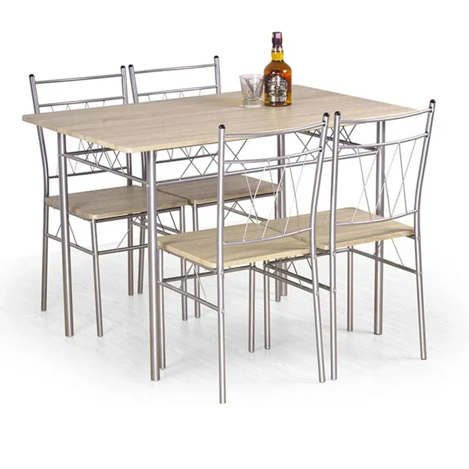 Garnero Arredamenti Set Tavolo Con Sedie|Tavoli Da Pranzo-Set tavolo 110x75cm + 4 sedie rovere sonoma Kronos