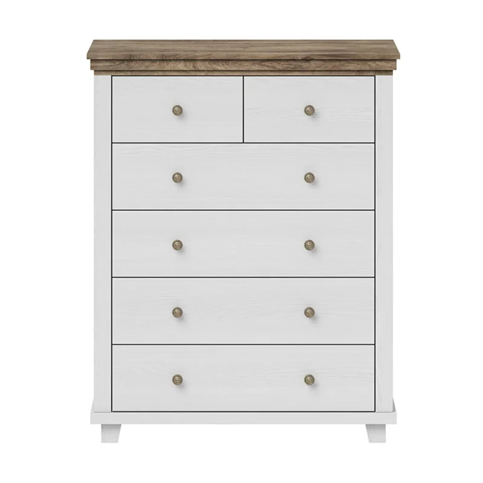 Garnero Arredamenti Comò Cameretta|Comò-Settimino 90x113h cm 6 cassetti moderno quercia Texel Bianco Frassinato