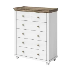 Garnero Arredamenti Comò Cameretta|Comò-Settimino 90x113h cm 6 cassetti moderno quercia Texel Bianco Frassinato