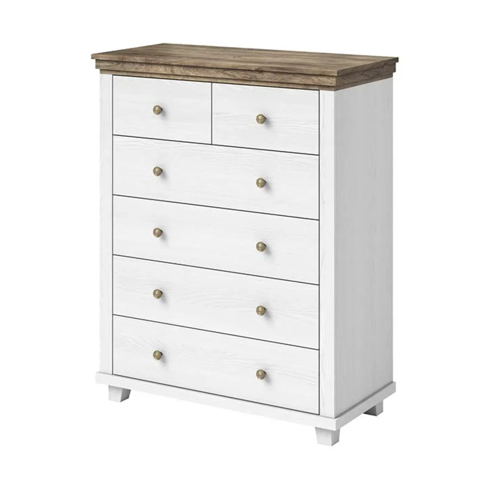 Garnero Arredamenti Comò Cameretta|Comò-Settimino 90x113h cm 6 cassetti moderno quercia Texel Bianco Frassinato