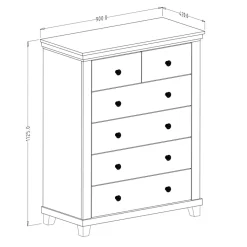 Garnero Arredamenti Comò Cameretta|Comò-Settimino 90x113h cm 6 cassetti moderno quercia Texel Bianco Frassinato