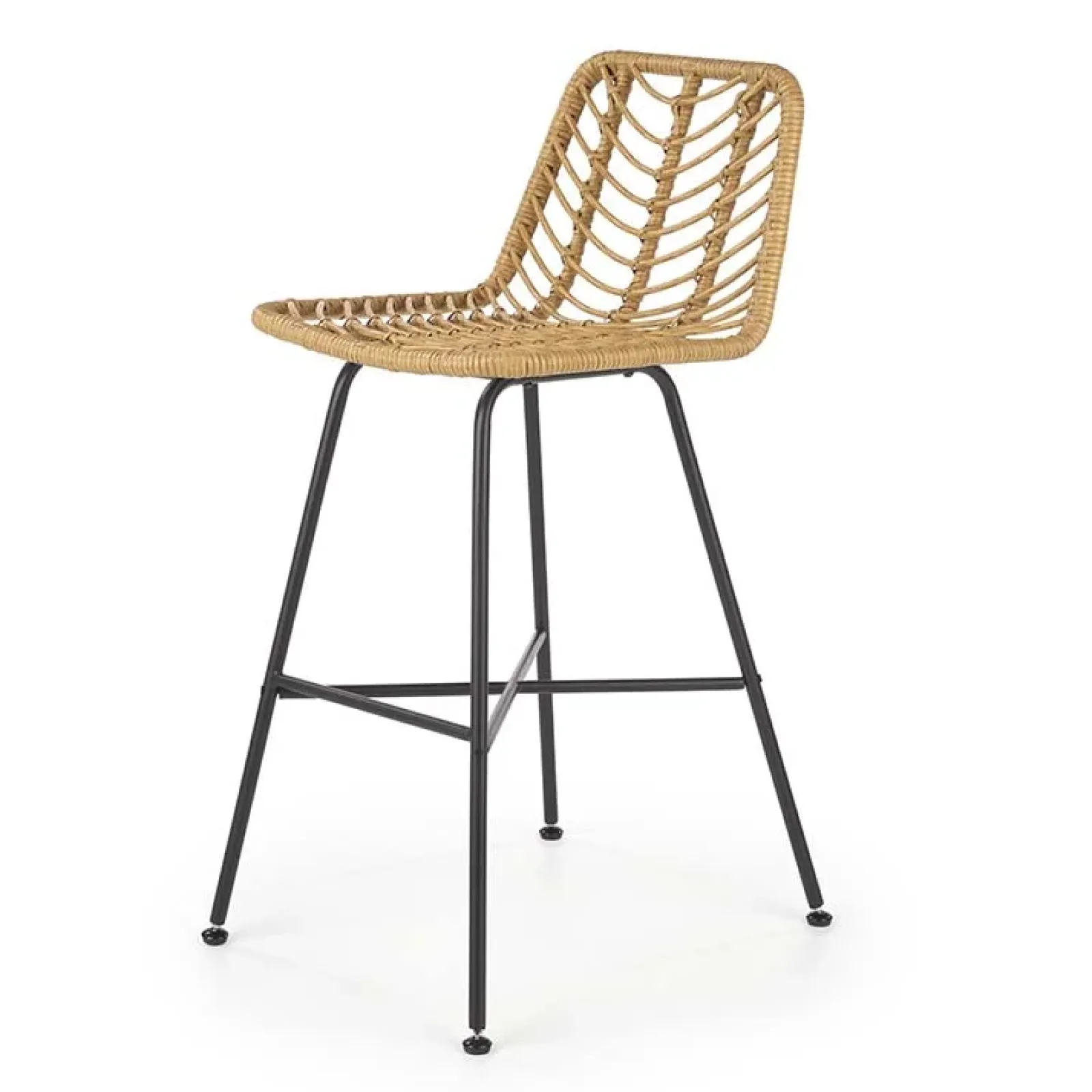 Garnero Arredamenti Sedie Da Giardino|Sgabelli-Sgabello alto 100 cm in rattan metallo nero Fresh