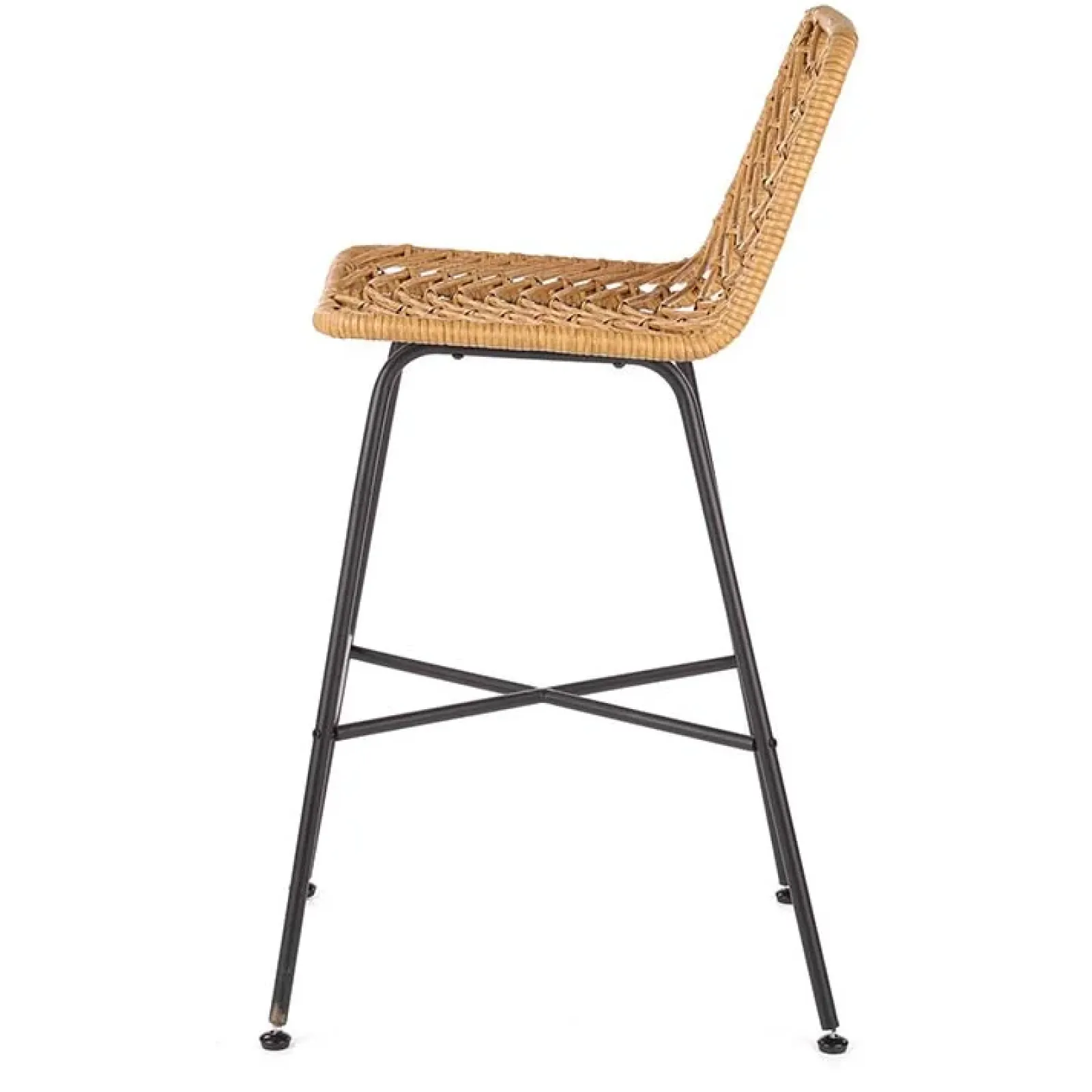 Garnero Arredamenti Sedie Da Giardino|Sgabelli-Sgabello alto 100 cm in rattan metallo nero Fresh