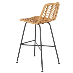 Garnero Arredamenti Sedie Da Giardino|Sgabelli-Sgabello alto 100 cm in rattan metallo nero Fresh