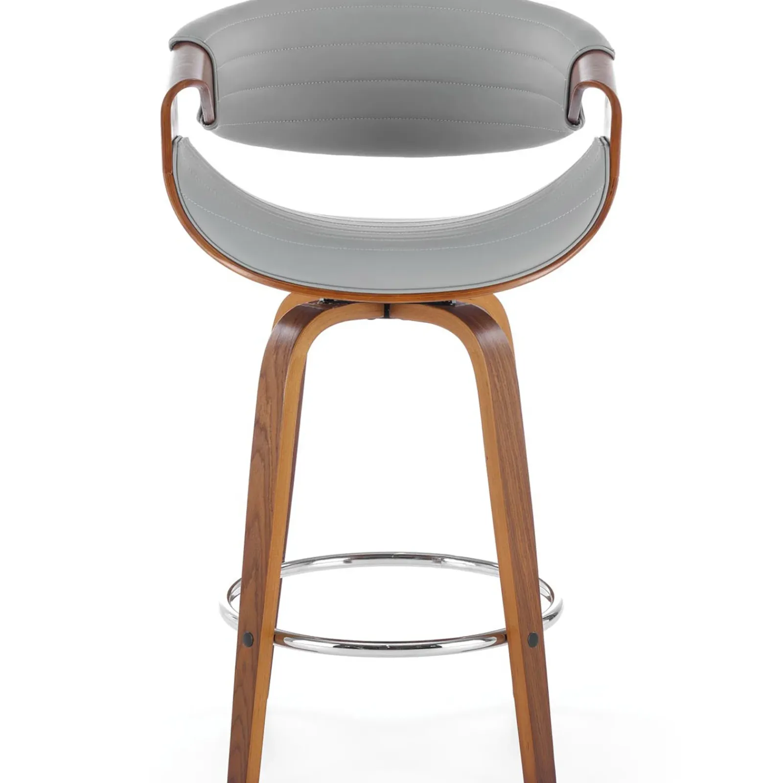 Garnero Arredamenti Sgabelli-Sgabello alto da bar in ecopelle moderno noce grigio Ruby Noce - Grigio