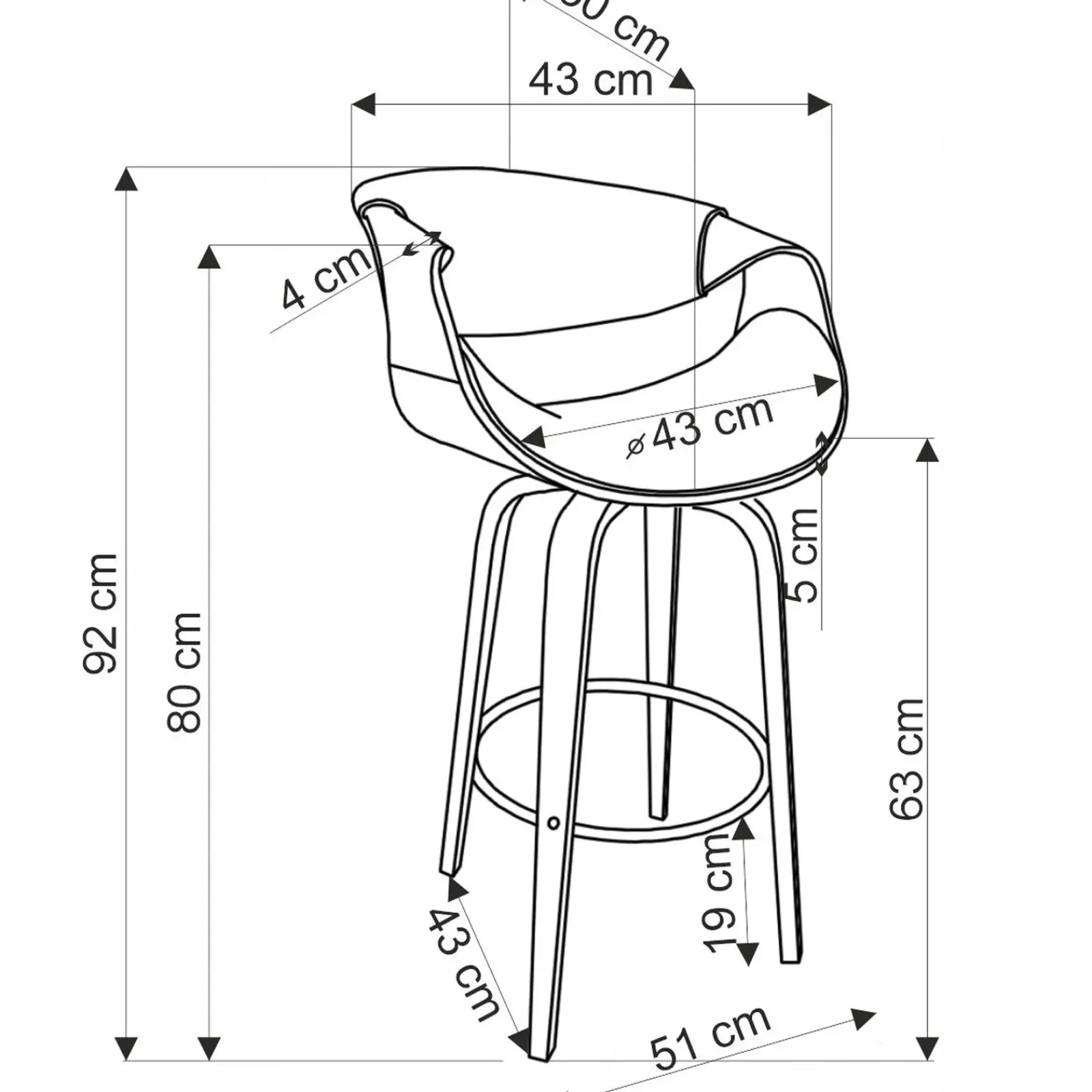Garnero Arredamenti Sgabelli-Sgabello alto da bar in ecopelle moderno noce grigio Ruby Noce - Grigio