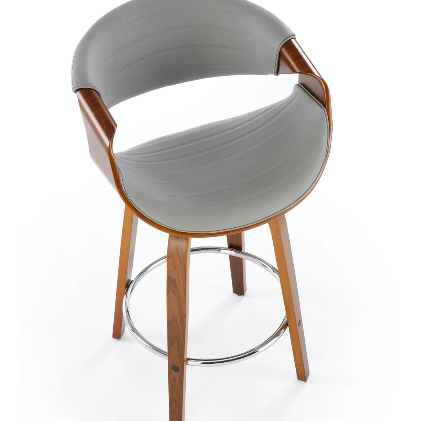 Garnero Arredamenti Sgabelli-Sgabello alto da bar in ecopelle moderno noce grigio Ruby Noce - Grigio