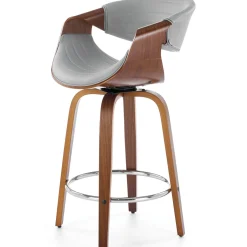 Garnero Arredamenti Sgabelli-Sgabello alto da bar in ecopelle moderno noce grigio Ruby Noce - Grigio