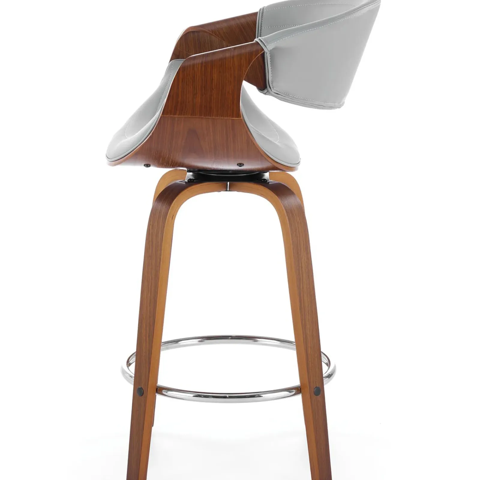 Garnero Arredamenti Sgabelli-Sgabello alto da bar in ecopelle moderno noce grigio Ruby Noce - Grigio