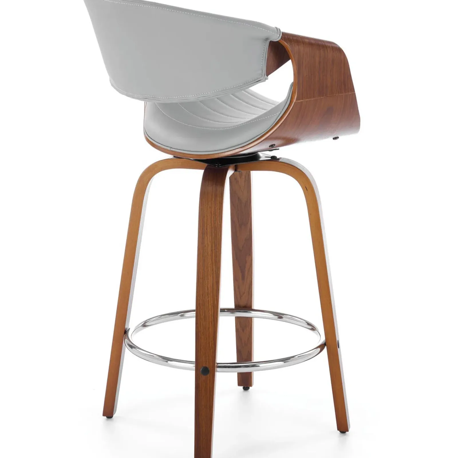 Garnero Arredamenti Sgabelli-Sgabello alto da bar in ecopelle moderno noce grigio Ruby Noce - Grigio