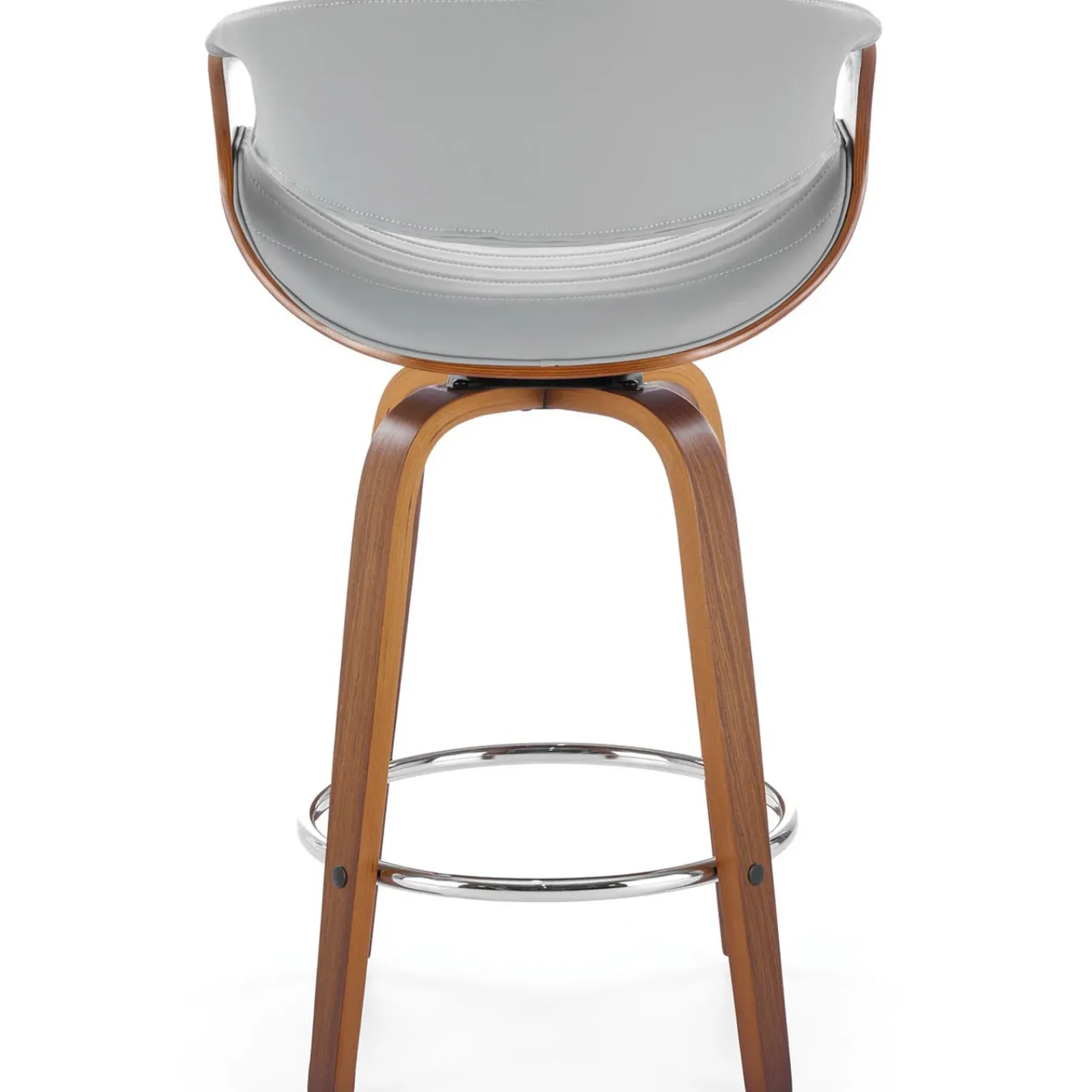 Garnero Arredamenti Sgabelli-Sgabello alto da bar in ecopelle moderno noce grigio Ruby Noce - Grigio