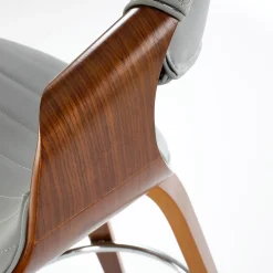 Garnero Arredamenti Sgabelli-Sgabello alto da bar in ecopelle moderno noce grigio Ruby Noce - Grigio