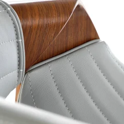 Garnero Arredamenti Sgabelli-Sgabello alto da bar in ecopelle moderno noce grigio Ruby Noce - Grigio