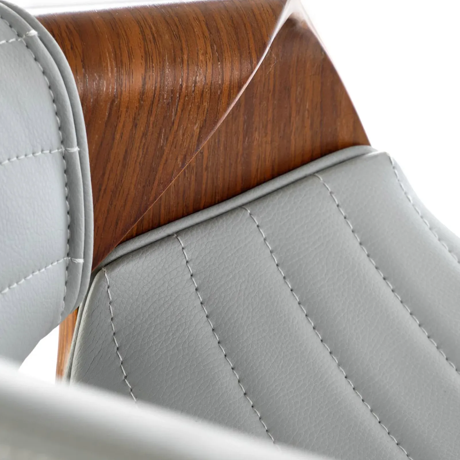 Garnero Arredamenti Sgabelli-Sgabello alto da bar in ecopelle moderno noce grigio Ruby Noce - Grigio