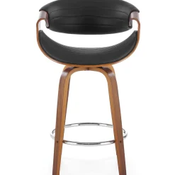 Garnero Arredamenti Sgabelli-Sgabello alto da bar in ecopelle moderno noce nero Ruby Noce - Nero