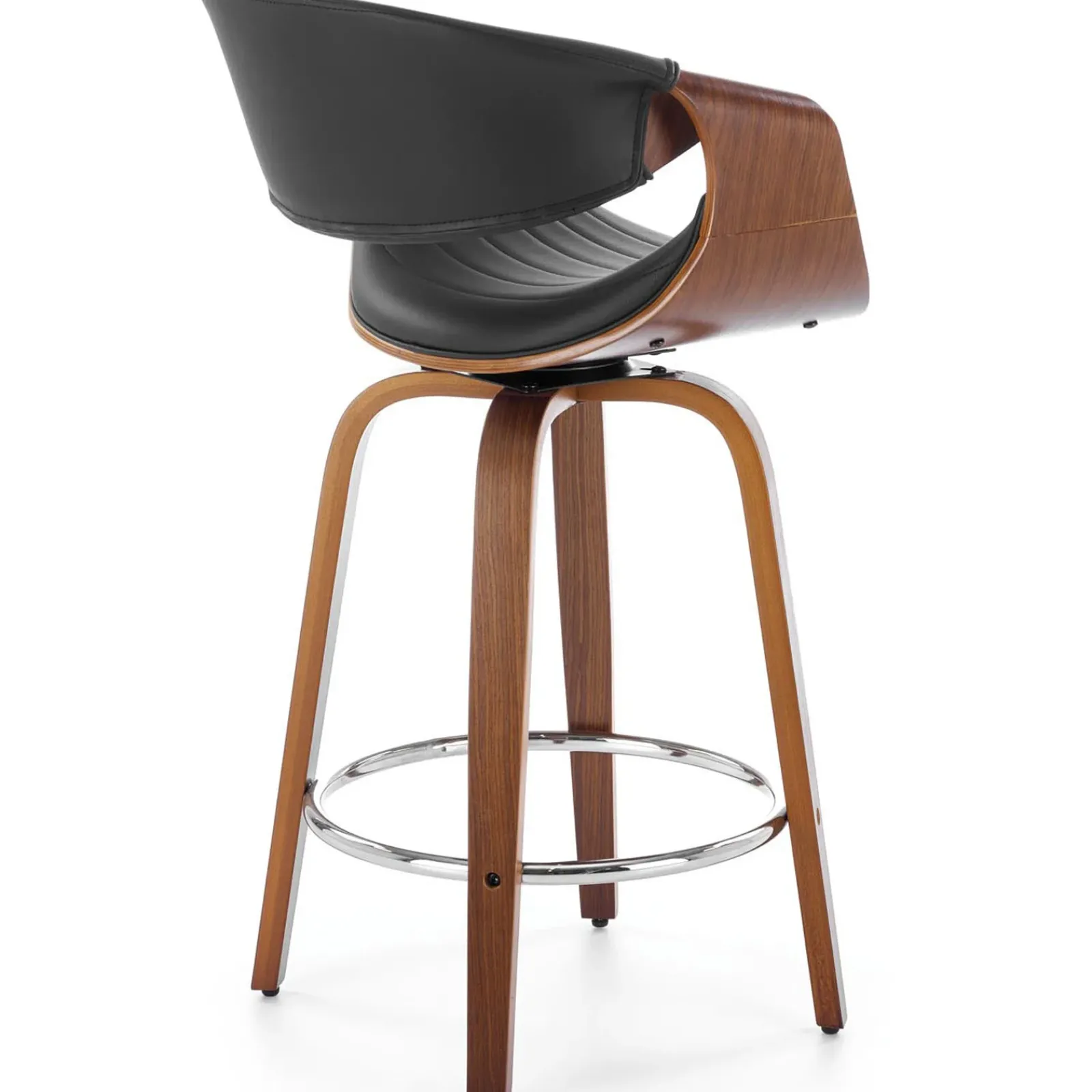 Garnero Arredamenti Sgabelli-Sgabello alto da bar in ecopelle moderno noce nero Ruby Noce - Nero