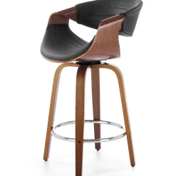 Garnero Arredamenti Sgabelli-Sgabello alto da bar in ecopelle moderno noce nero Ruby Noce - Nero