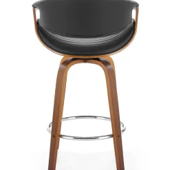 Garnero Arredamenti Sgabelli-Sgabello alto da bar in ecopelle moderno noce nero Ruby Noce - Nero