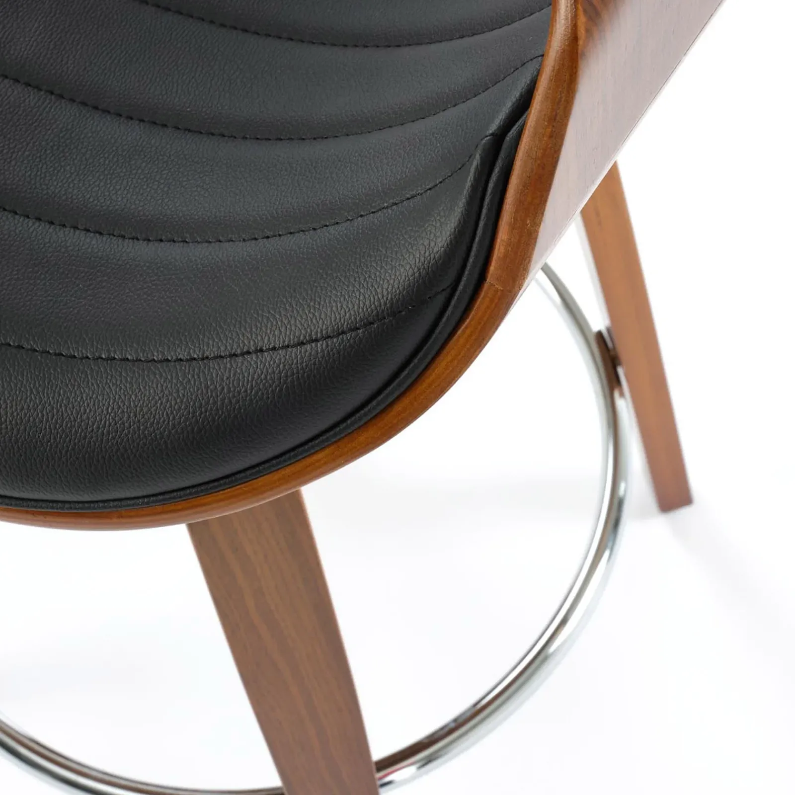 Garnero Arredamenti Sgabelli-Sgabello alto da bar in ecopelle moderno noce nero Ruby Noce - Nero