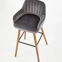 Garnero Arredamenti Sgabelli-Sgabello alto imbottito stile scandinavo in velluto rovere Nate Grigio