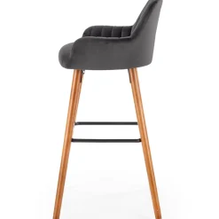 Garnero Arredamenti Sgabelli-Sgabello alto imbottito stile scandinavo in velluto rovere Nate Grigio