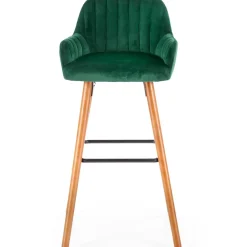 Garnero Arredamenti Sgabelli-Sgabello alto imbottito stile scandinavo in velluto scuro rovere Nate Verde