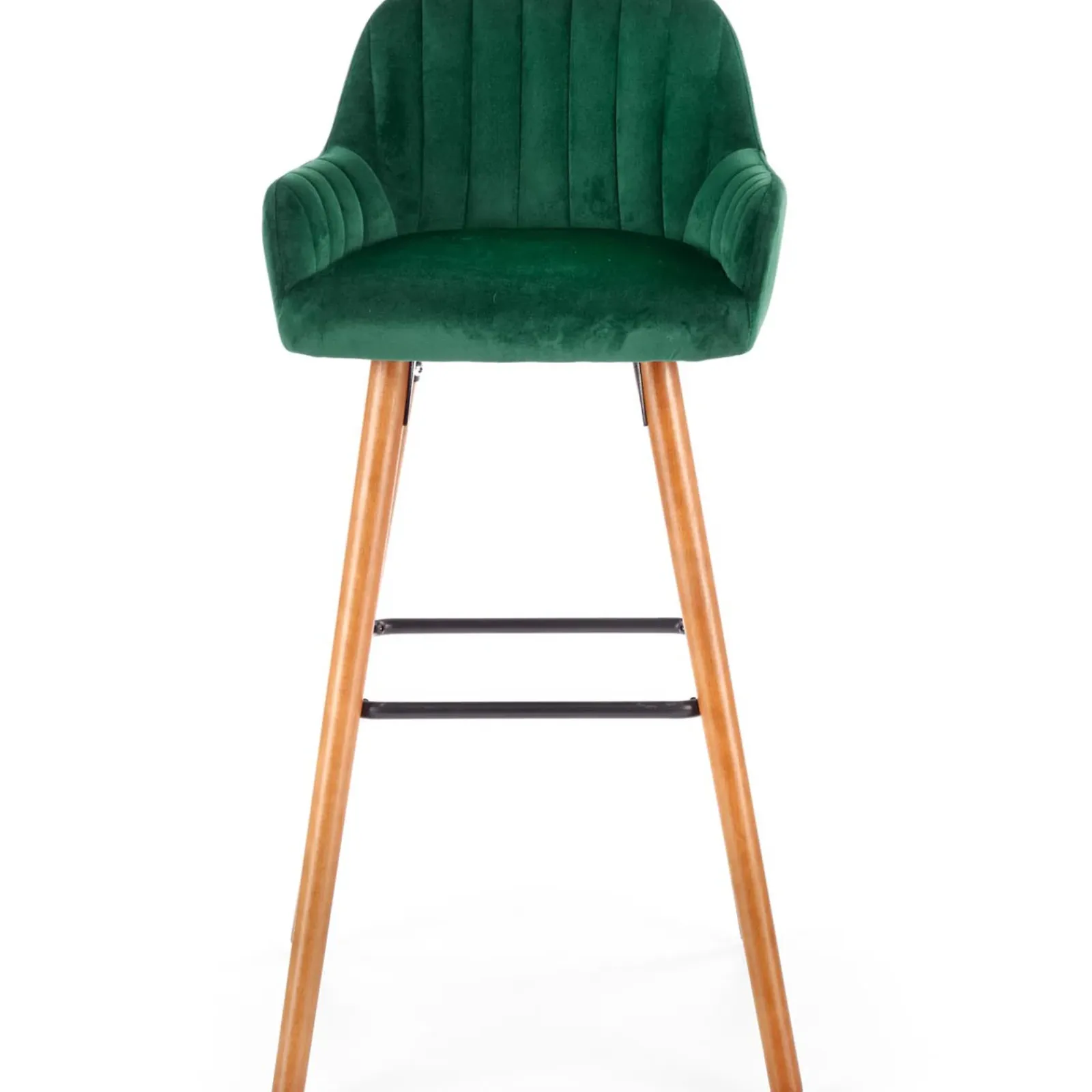 Garnero Arredamenti Sgabelli-Sgabello alto imbottito stile scandinavo in velluto scuro rovere Nate Verde