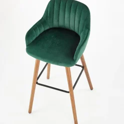 Garnero Arredamenti Sgabelli-Sgabello alto imbottito stile scandinavo in velluto scuro rovere Nate Verde