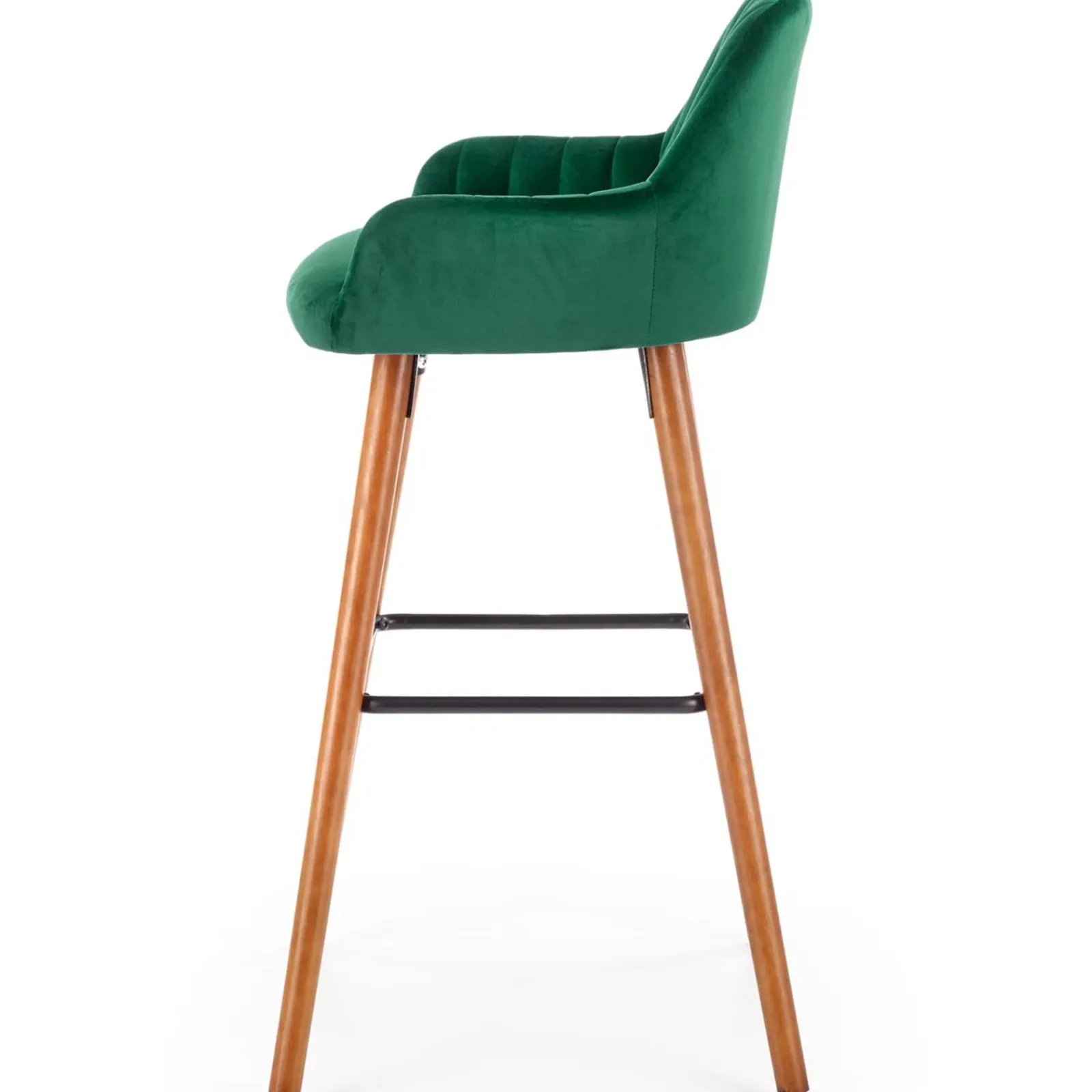 Garnero Arredamenti Sgabelli-Sgabello alto imbottito stile scandinavo in velluto scuro rovere Nate Verde