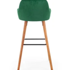 Garnero Arredamenti Sgabelli-Sgabello alto imbottito stile scandinavo in velluto scuro rovere Nate Verde