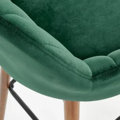 Garnero Arredamenti Sgabelli-Sgabello alto imbottito stile scandinavo in velluto scuro rovere Nate Verde