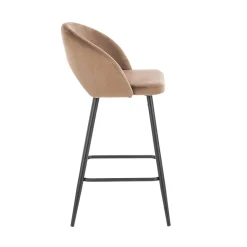 Garnero Arredamenti Sgabelli-Sgabello alto moderno da bar in velluto nero Fober Beige