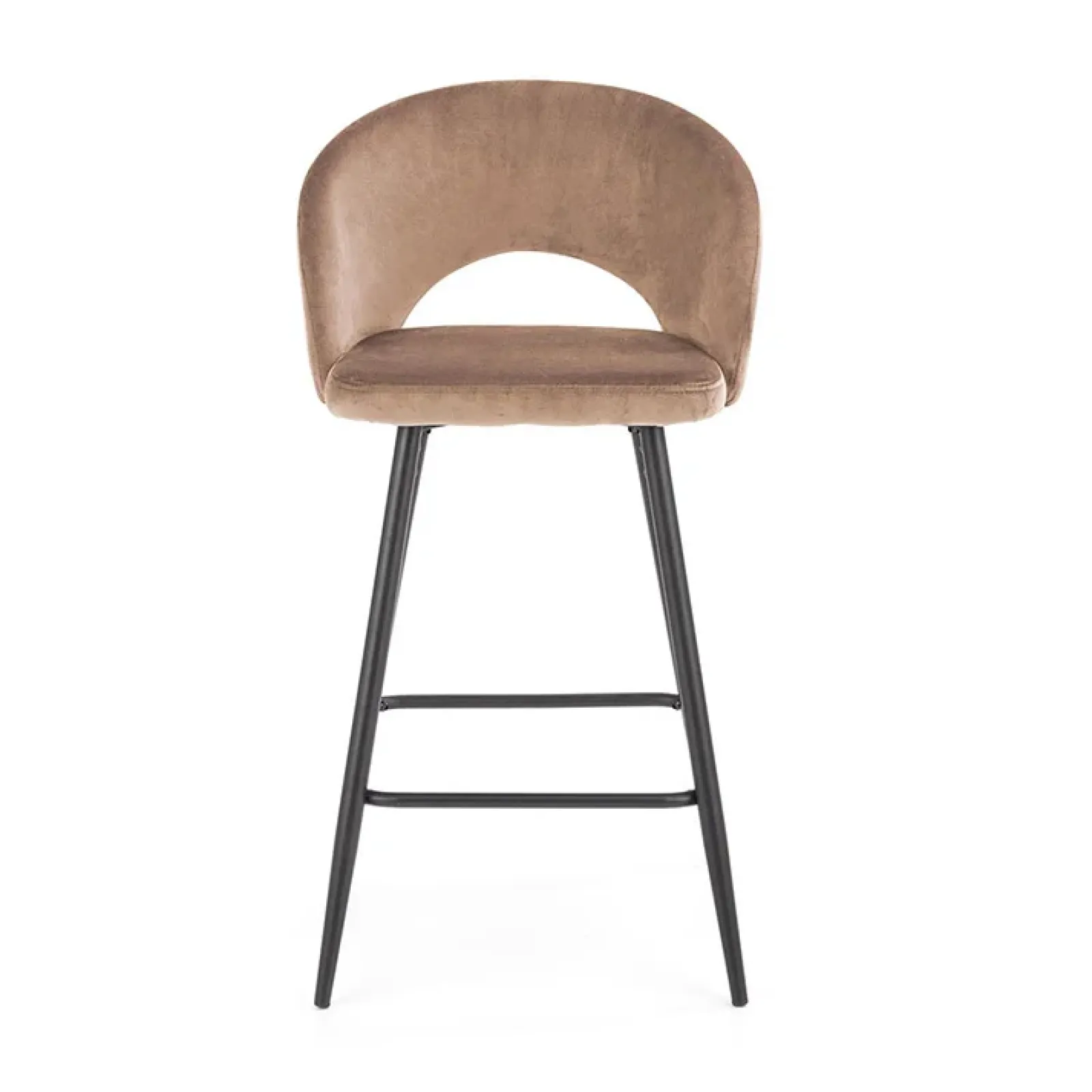 Garnero Arredamenti Sgabelli-Sgabello alto moderno da bar in velluto nero Fober Beige