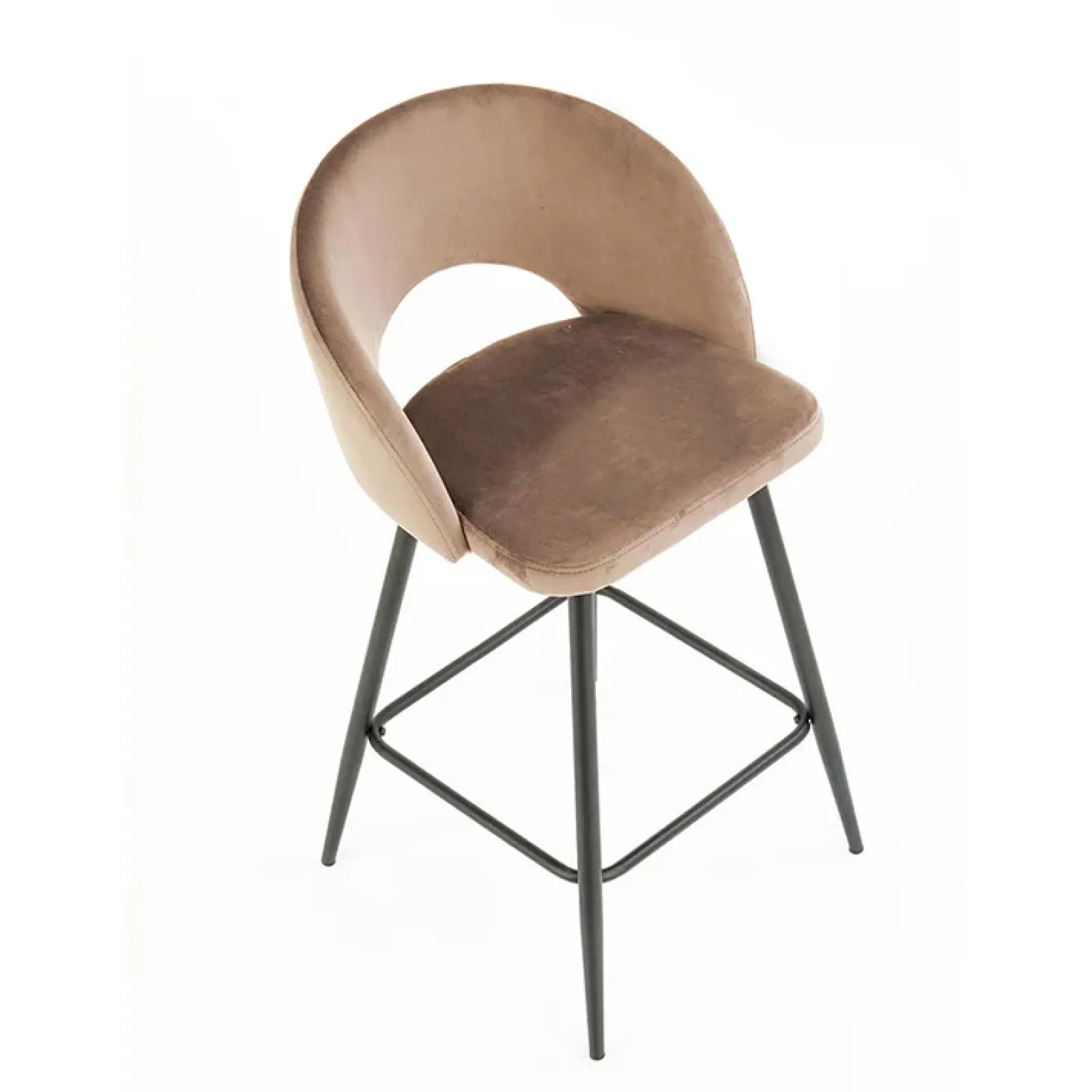 Garnero Arredamenti Sgabelli-Sgabello alto moderno da bar in velluto nero Fober Beige