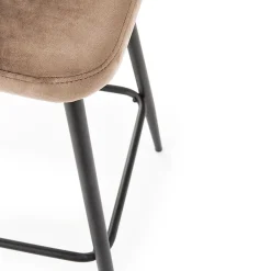 Garnero Arredamenti Sgabelli-Sgabello alto moderno da bar in velluto nero Fober Beige