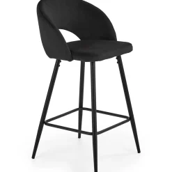 Garnero Arredamenti Sgabelli-Sgabello alto moderno da bar in velluto Fober Nero