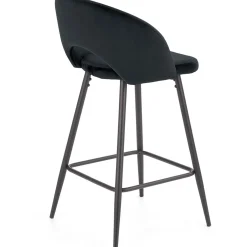 Garnero Arredamenti Sgabelli-Sgabello alto moderno da bar in velluto Fober Nero