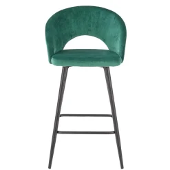 Garnero Arredamenti Sgabelli-Sgabello alto moderno da bar in velluto nero Fober Verde