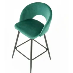 Garnero Arredamenti Sgabelli-Sgabello alto moderno da bar in velluto nero Fober Verde