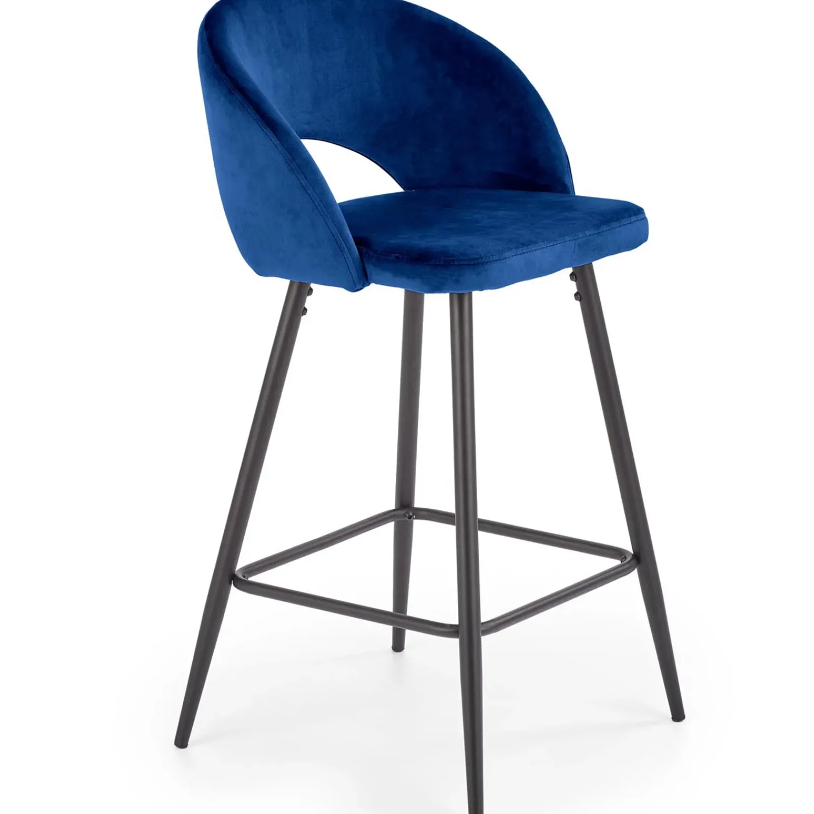 Garnero Arredamenti Sgabelli-Sgabello alto moderno da bar in velluto nero Fober Blu