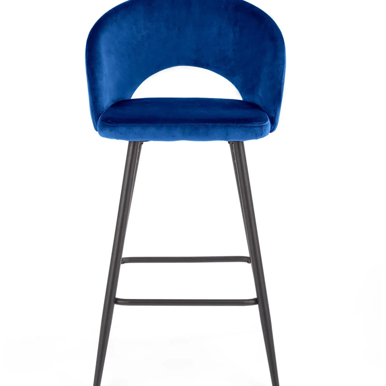 Garnero Arredamenti Sgabelli-Sgabello alto moderno da bar in velluto nero Fober Blu