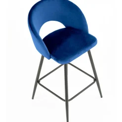 Garnero Arredamenti Sgabelli-Sgabello alto moderno da bar in velluto nero Fober Blu