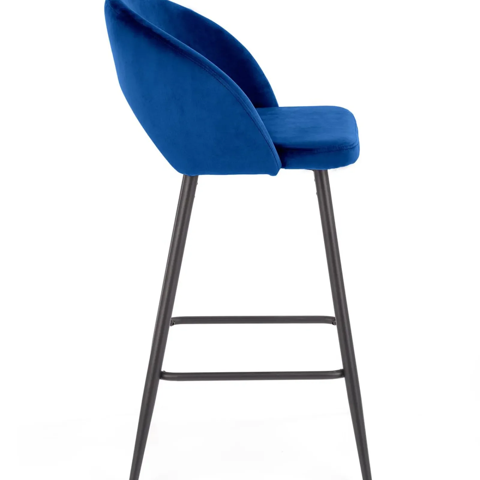 Garnero Arredamenti Sgabelli-Sgabello alto moderno da bar in velluto nero Fober Blu