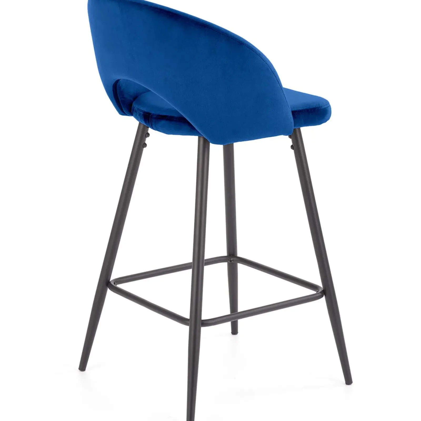 Garnero Arredamenti Sgabelli-Sgabello alto moderno da bar in velluto nero Fober Blu