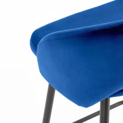 Garnero Arredamenti Sgabelli-Sgabello alto moderno da bar in velluto nero Fober Blu