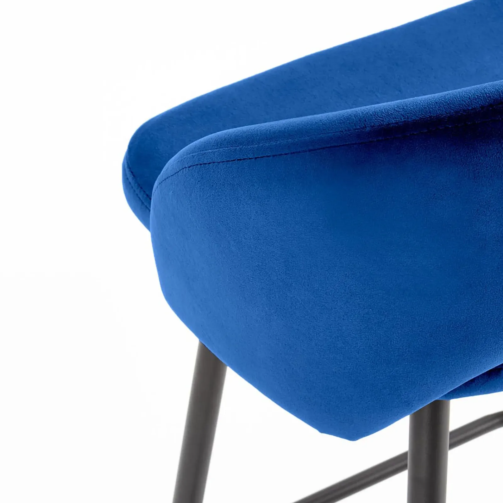 Garnero Arredamenti Sgabelli-Sgabello alto moderno da bar in velluto nero Fober Blu