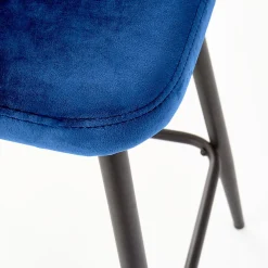 Garnero Arredamenti Sgabelli-Sgabello alto moderno da bar in velluto nero Fober Blu